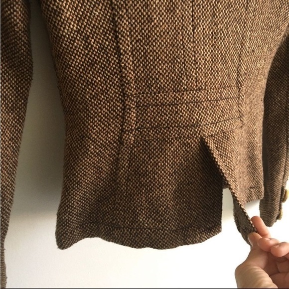 (SOLD) Aritzia Talula Brown Tweed Wool Blend Button Front Blazer Jacket XS - Picture 6 of 9